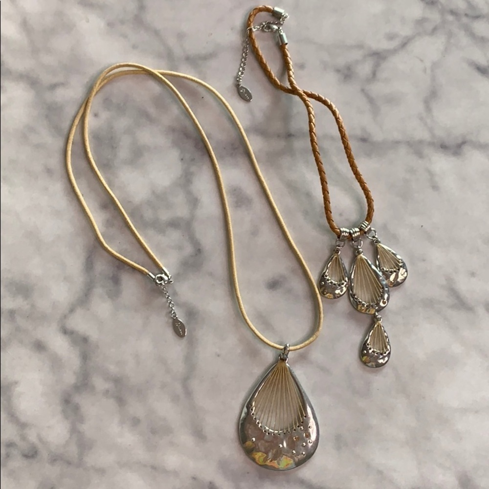 Vintage Guess String Web Silver Teardrop Necklace… - image 2